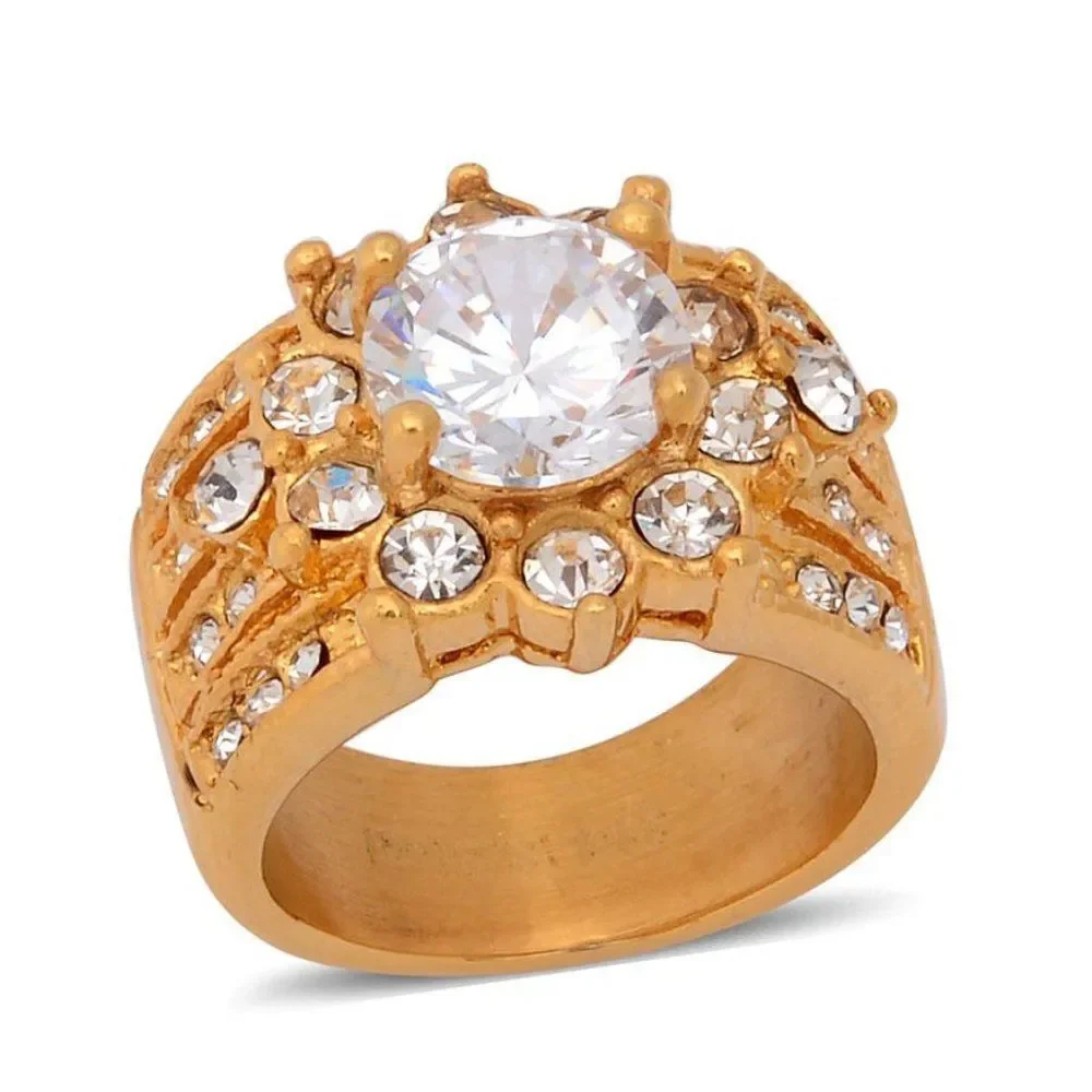 Simulated White Diamond, White Austrian Crystal Ring Size 6